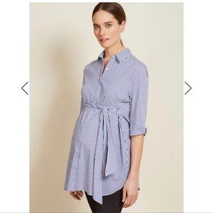 Isabella Oliver Dora Striped Blue Maternity Shirt Size 4